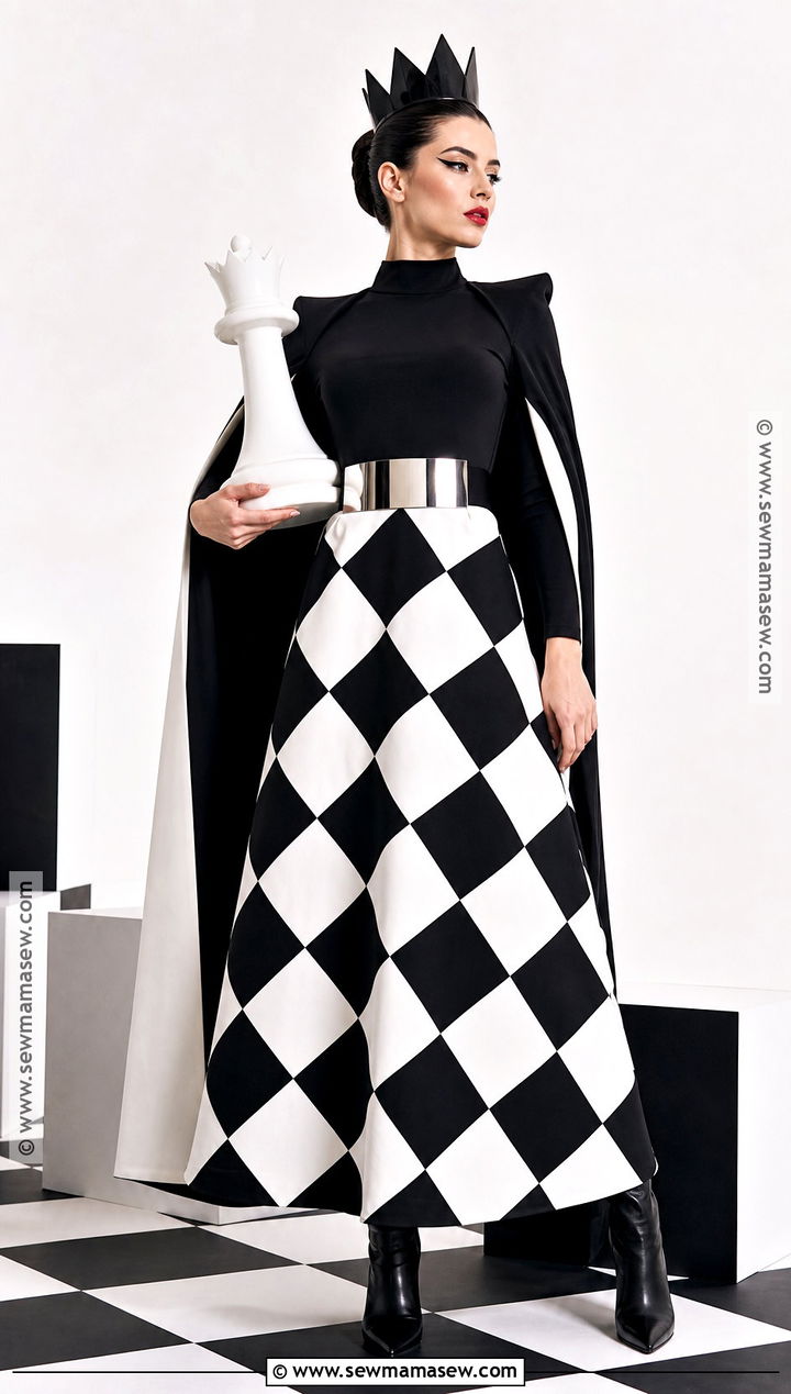 Chess Queen Costume With Checkered Gown - 30 Fashion Halloween Costumes