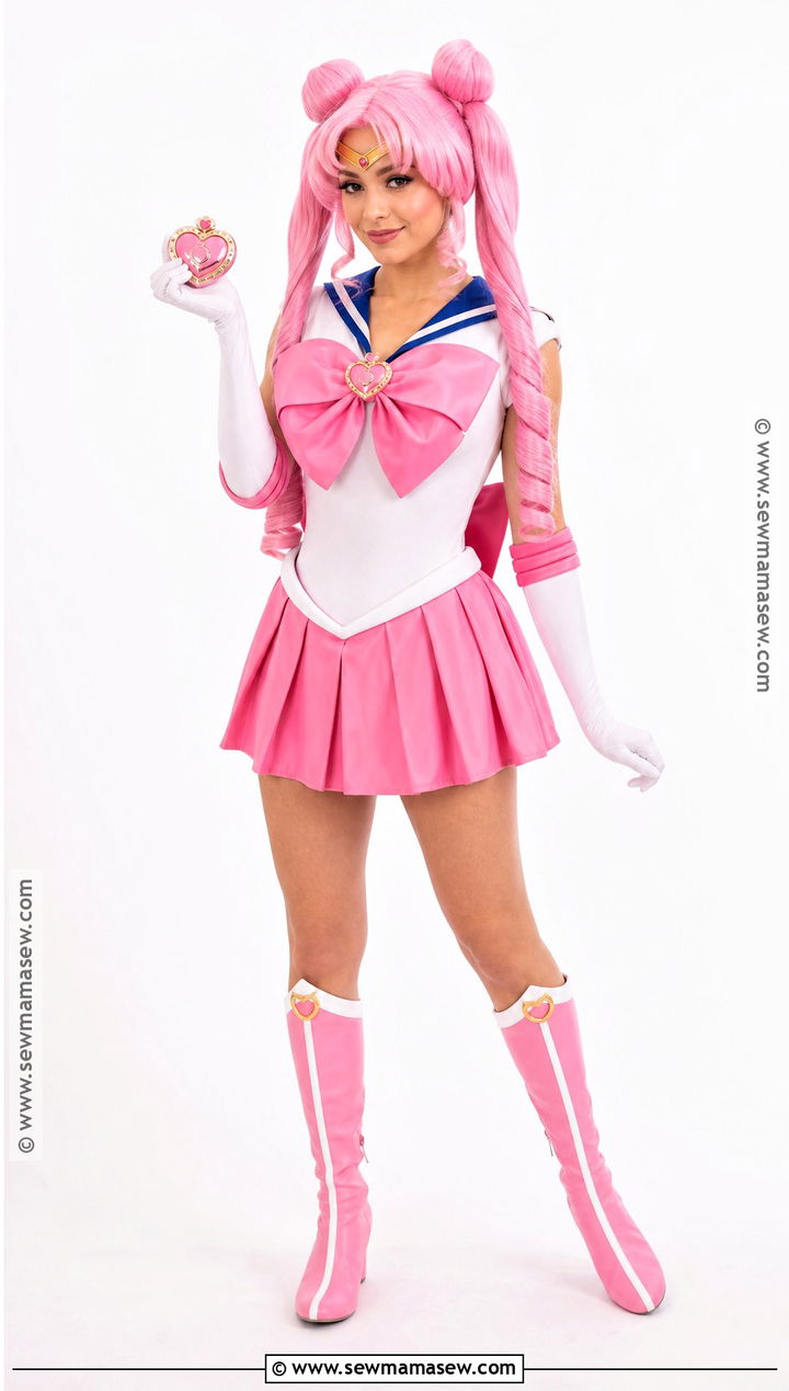 Chibi Moon Costume With Sailor Dress - 35 pink hair halloween costume ideas