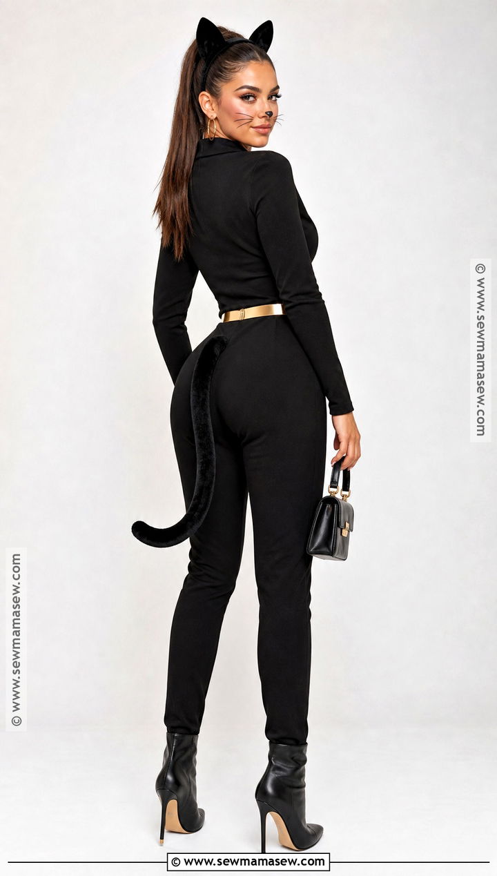 Chic Black Cat Costume With Tailored Jumpsuit - 35 chic halloween costumes