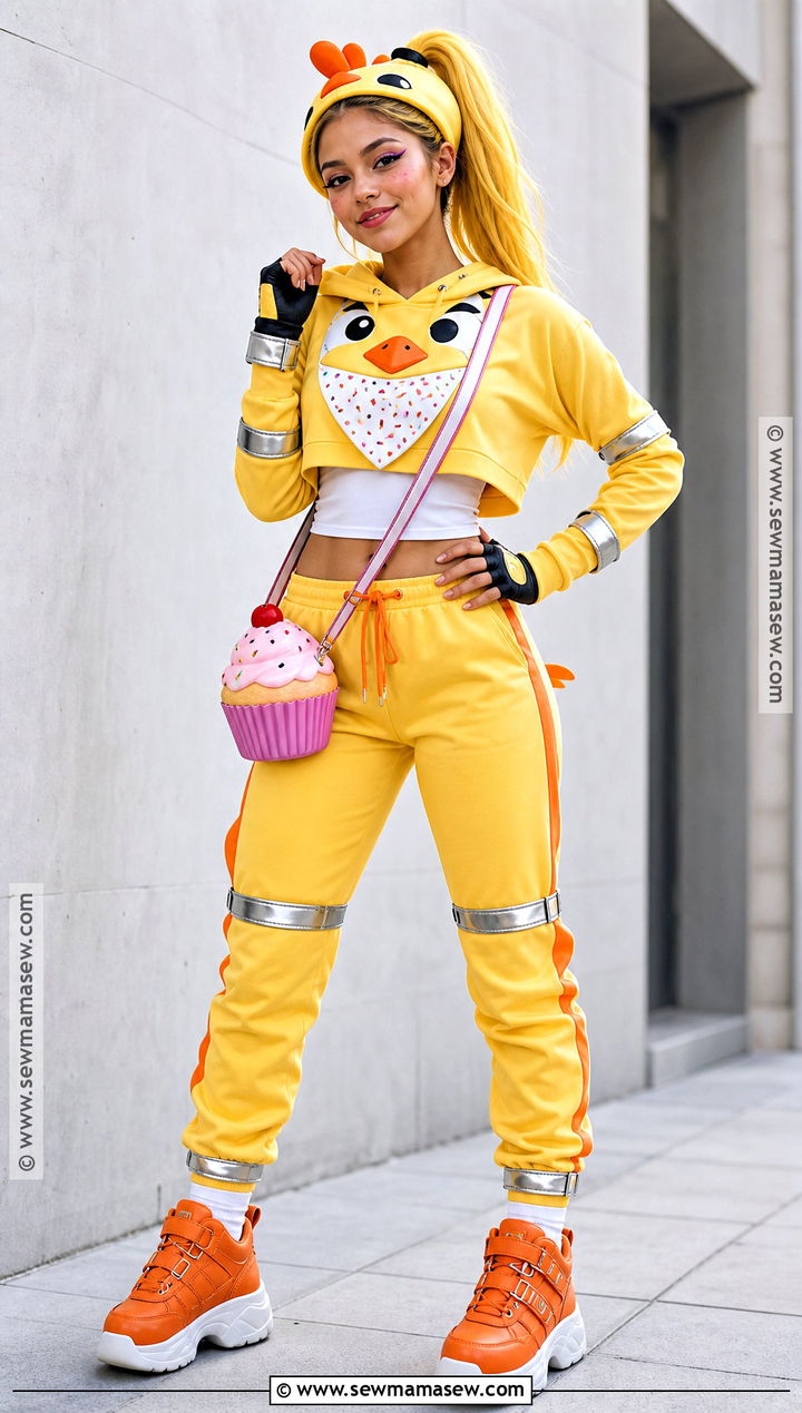 Chica Costume With Crop Top And Joggers - 30 Chica Halloween Costume Ideas
