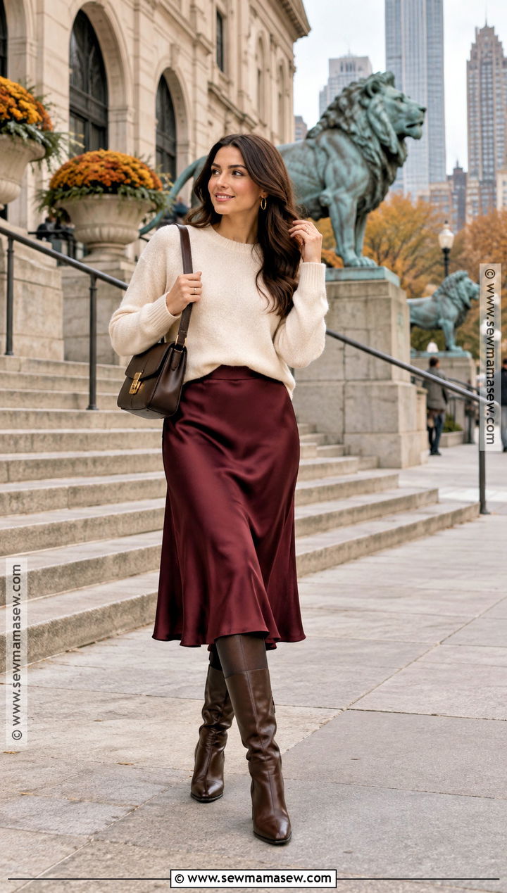 Chicago Fall Midi Skirt And Sweater Outfit - 25 chicago fall outfits