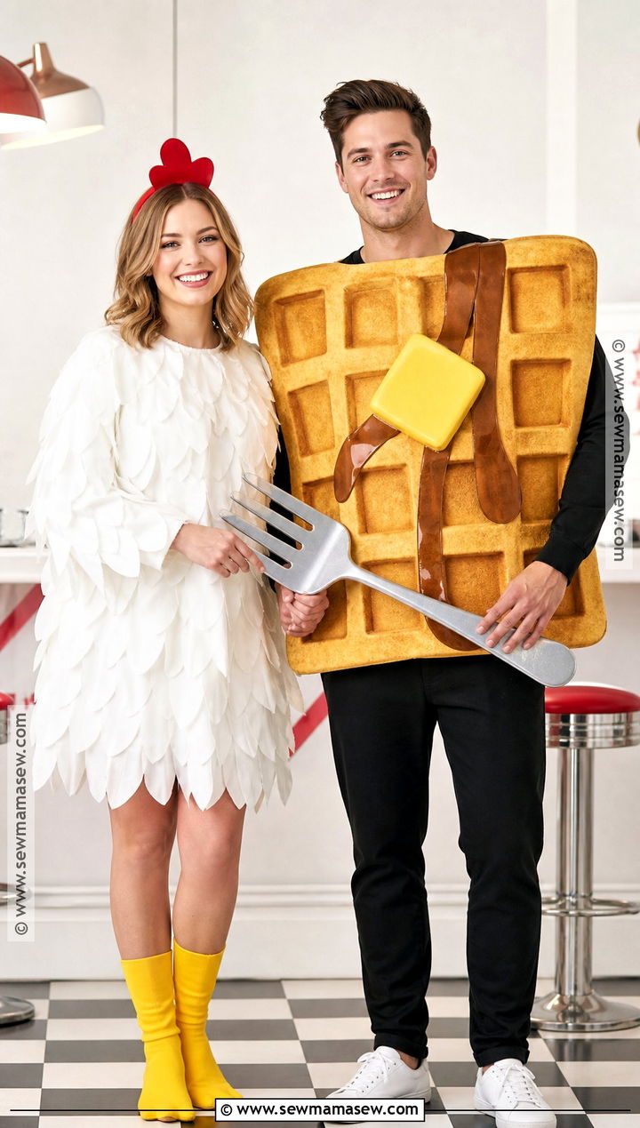 Chicken And Waffle Couple Costume - 35 funny halloween costumes for couples