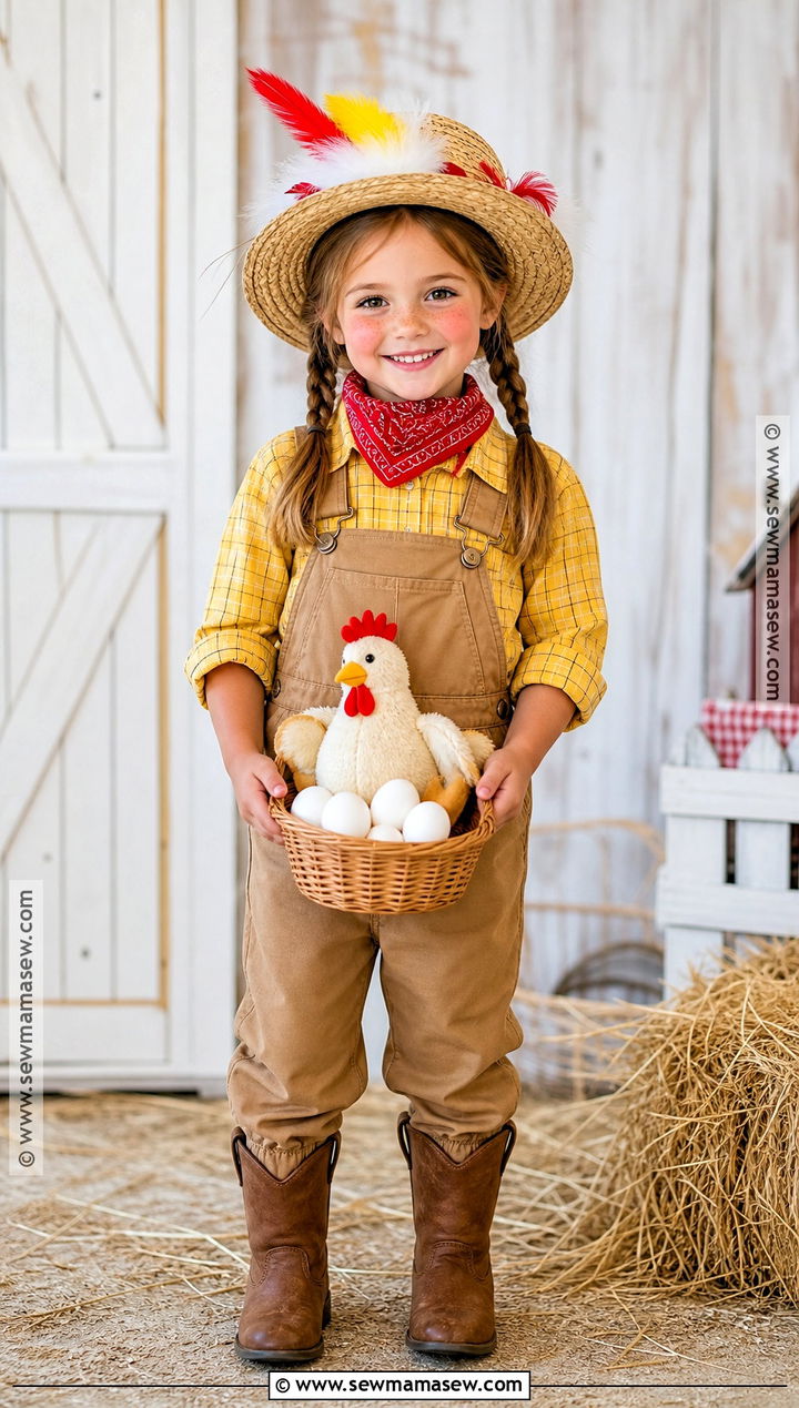 Chicken Farmer Costume With Egg Basket - 30 farmer costume ideas for kids