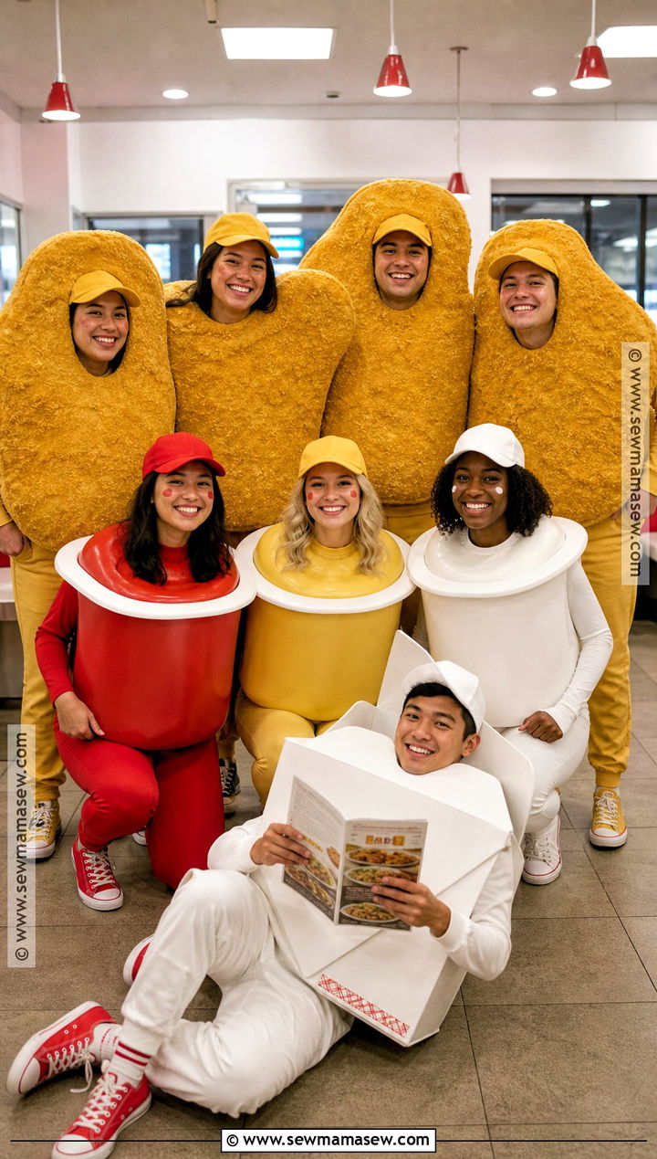 Chicken Nuggets And Sauce Costume - 35 Funny Group Halloween Costumes