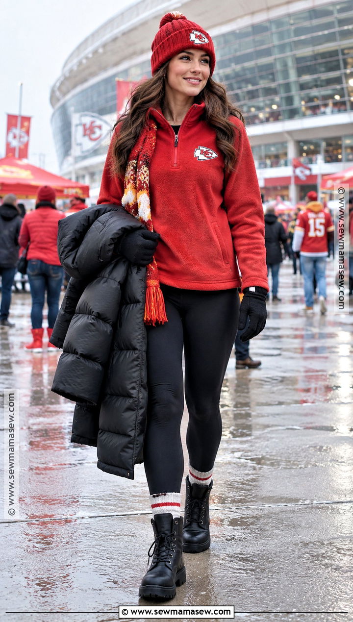 Chiefs Fleece and Thermal Leggings Outfit - 15 Chiefs Game Day Outfit Fall Ideas