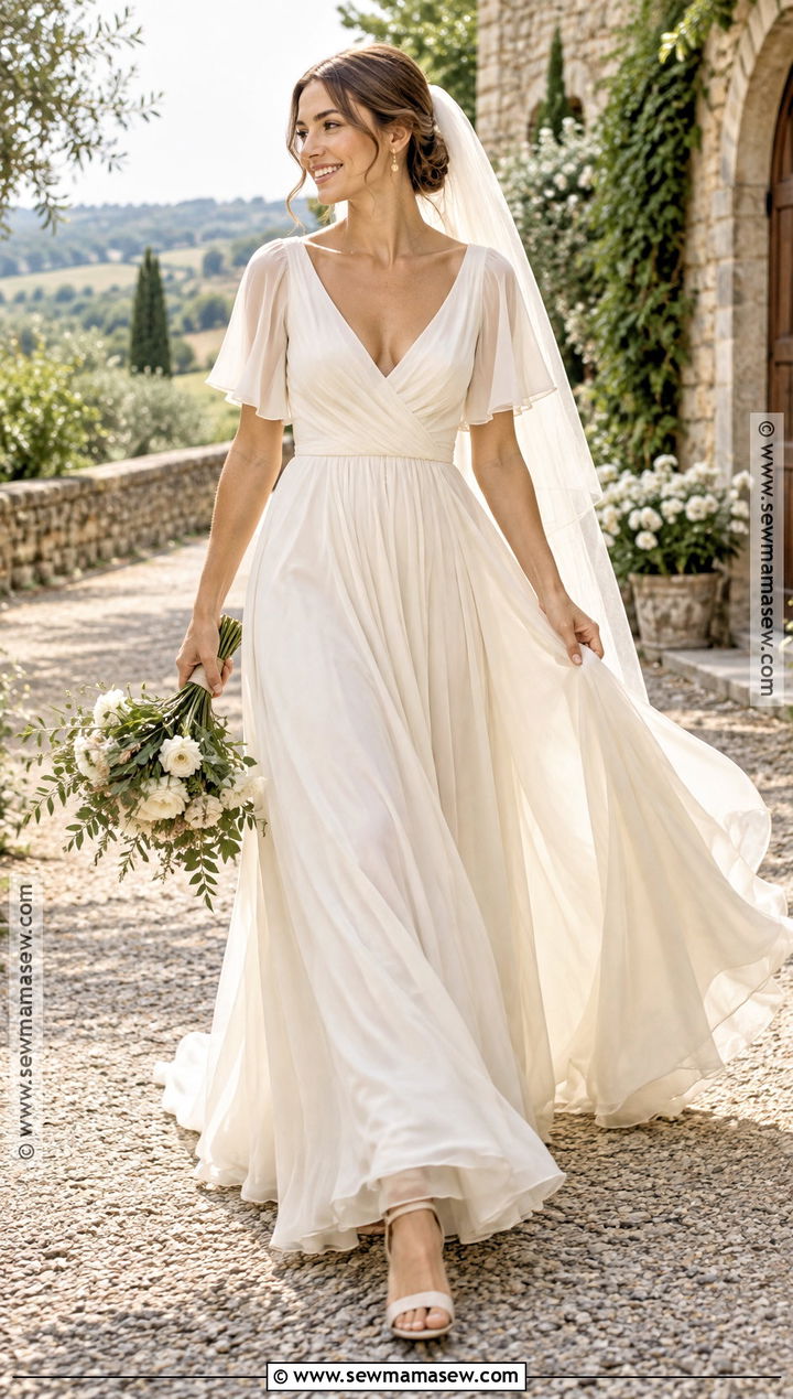 Chiffon A Line Early Fall Wedding Dress - 15 early fall wedding dress ideas