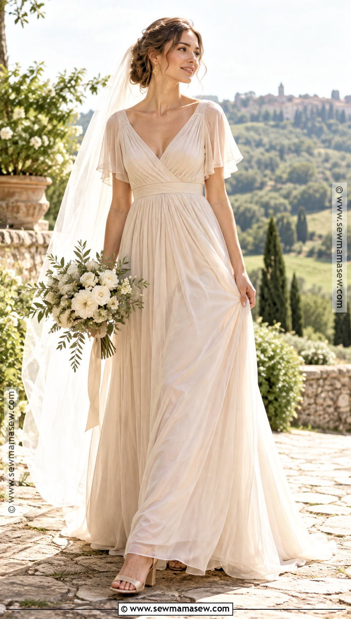 Chiffon Empire Soft Autumn Wedding Dress - 20 Soft Autumn Wedding Dress Ideas
