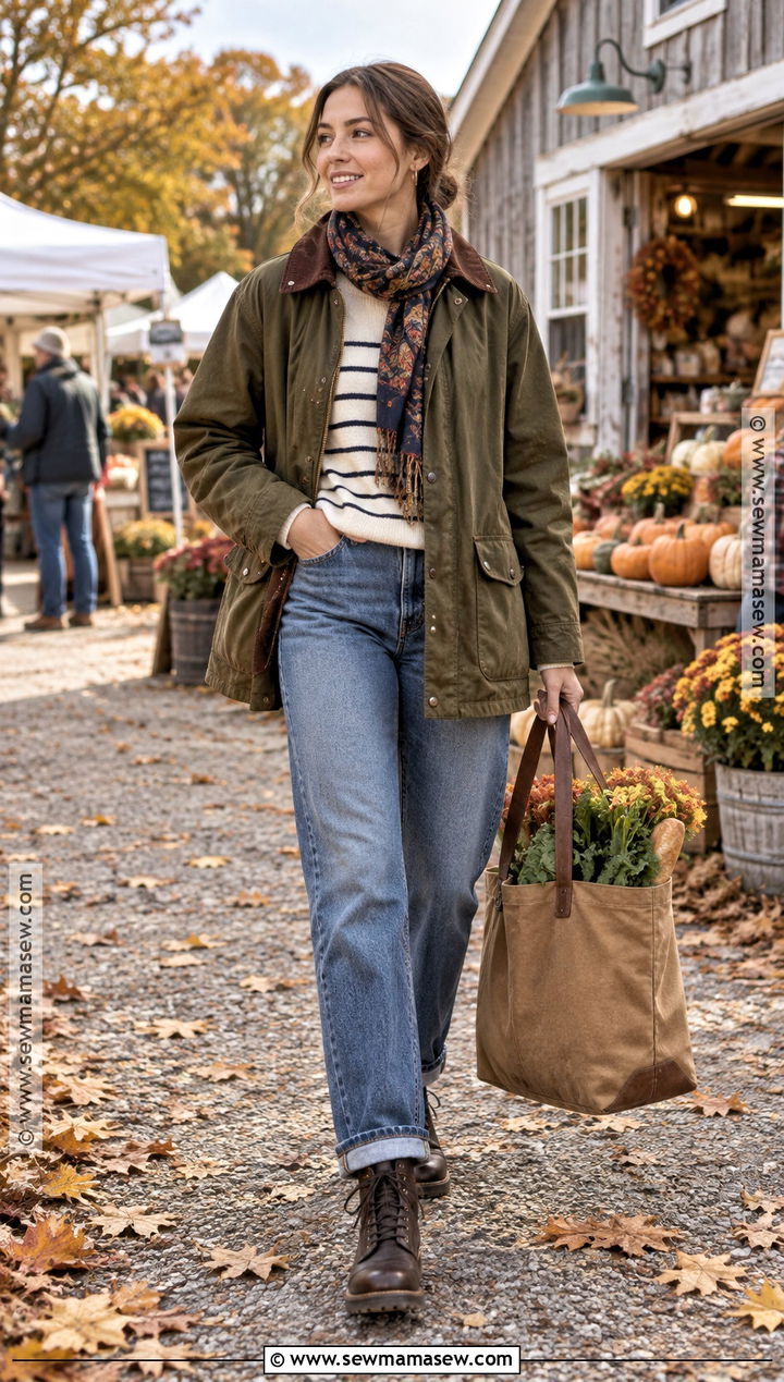 Chilly Fall Outfit With Barn Jacket And Relaxed Jeans - 25 chilly fall outfits