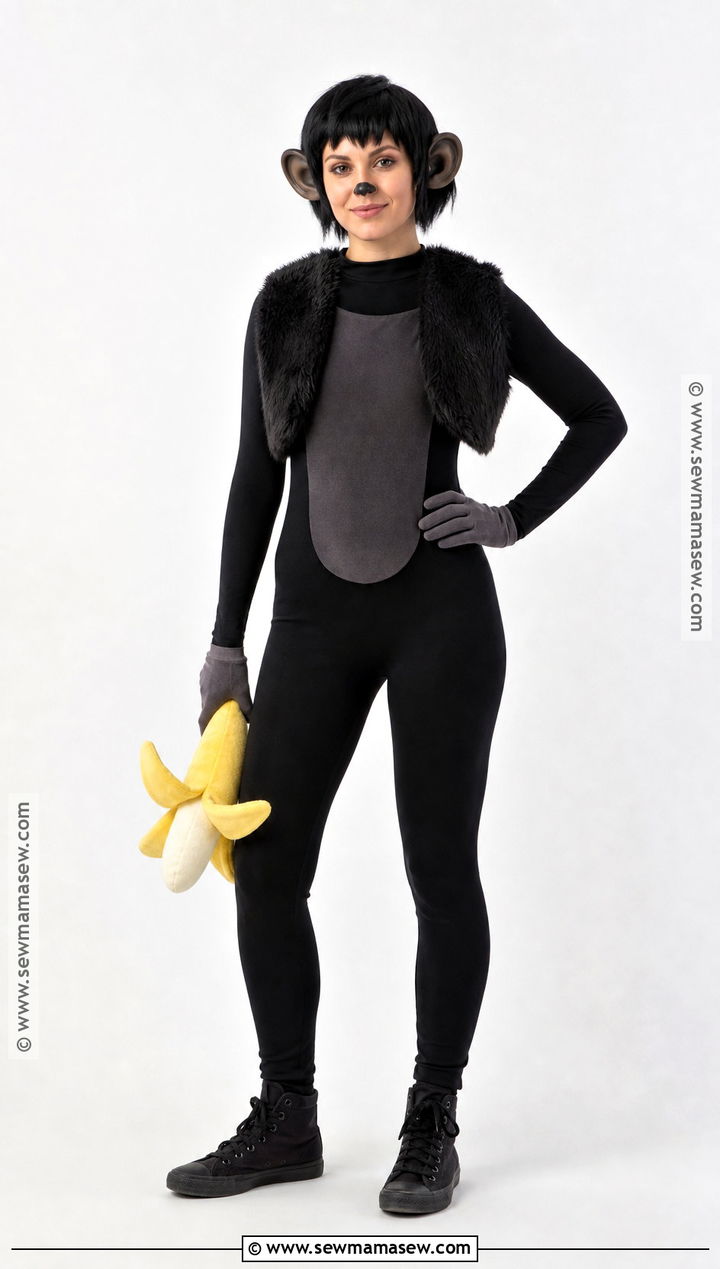 Chimp Costume With Black Jumpsuit - 35 Monkey Costume Ideas for Women
