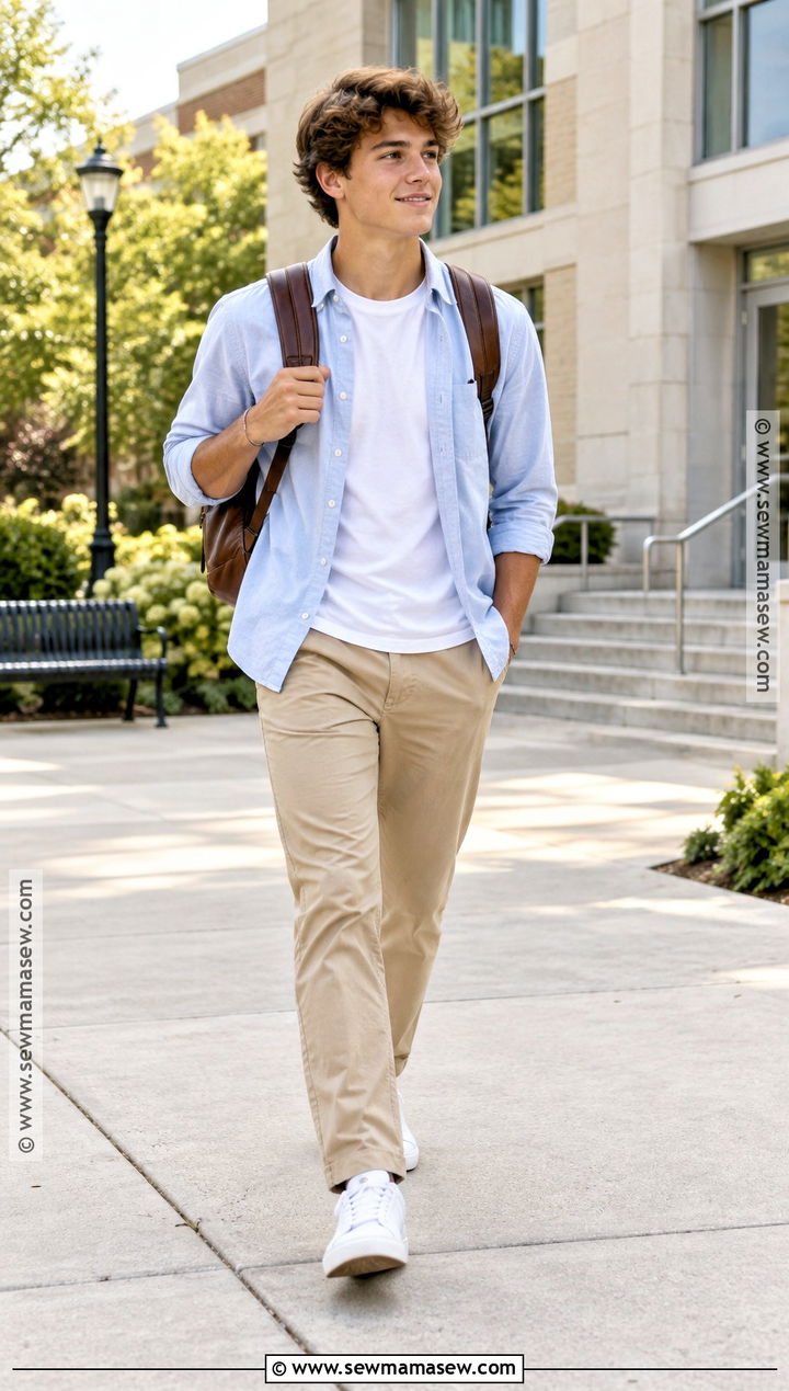 Chino Pants And Button Down Shirt School Outfit - 15 back to school outfits dress code approved