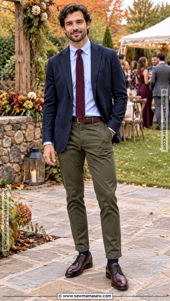 Chinos And Blazer Fall Wedding Attire - 20 fall wedding attire ideas for men