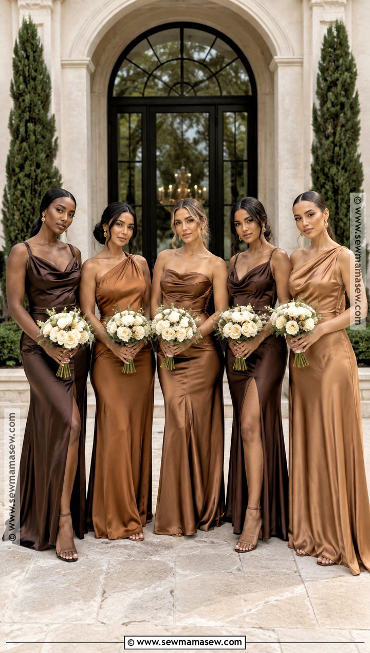 Chocolate And Caramel Mismatched Bridesmaid Dresses - 15 Autumn Bridesmaid Dresses Mismatched