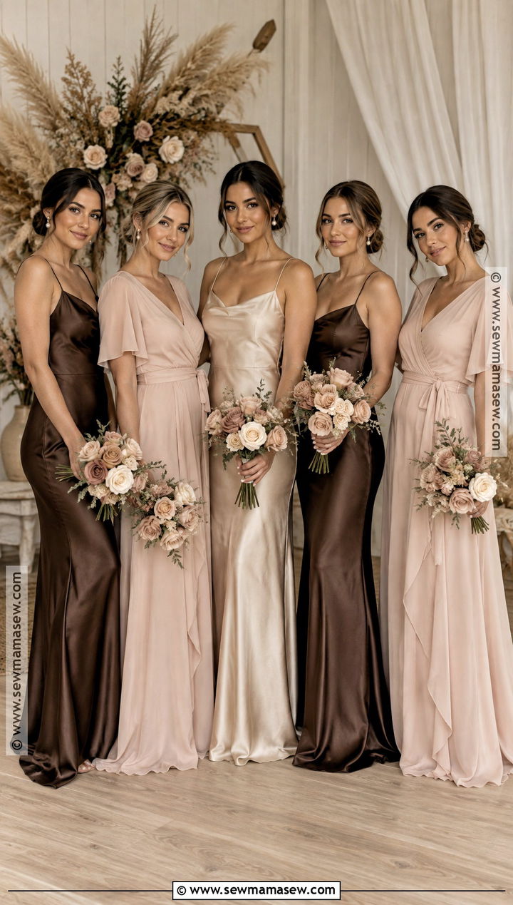 Chocolate Blush And Champagne Bridesmaid Dresses - 15 fall boho wedding color palettes bridesmaid dresses