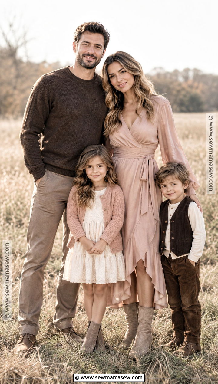 Chocolate Blush And Taupe October Family Photo Outfits - 15 october family photos outfits colors