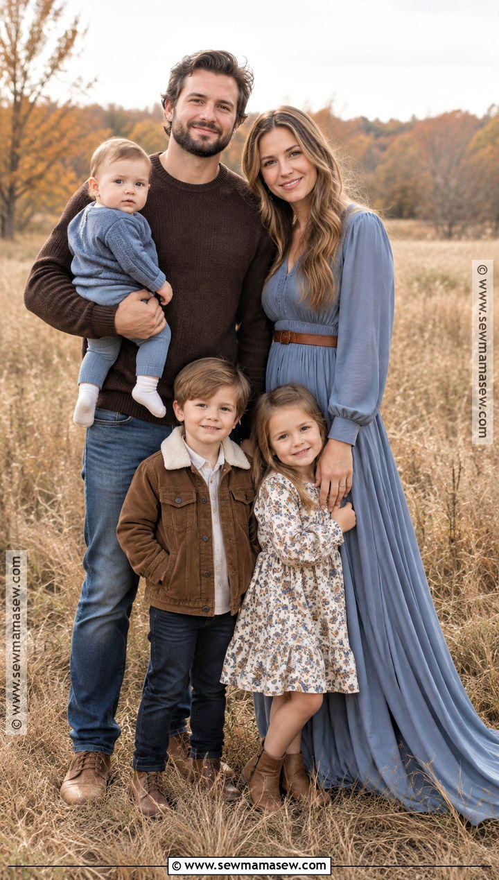 Chocolate Brown And Blue Fall Family Photo Outfits - 15 family photo outfits ideas fall