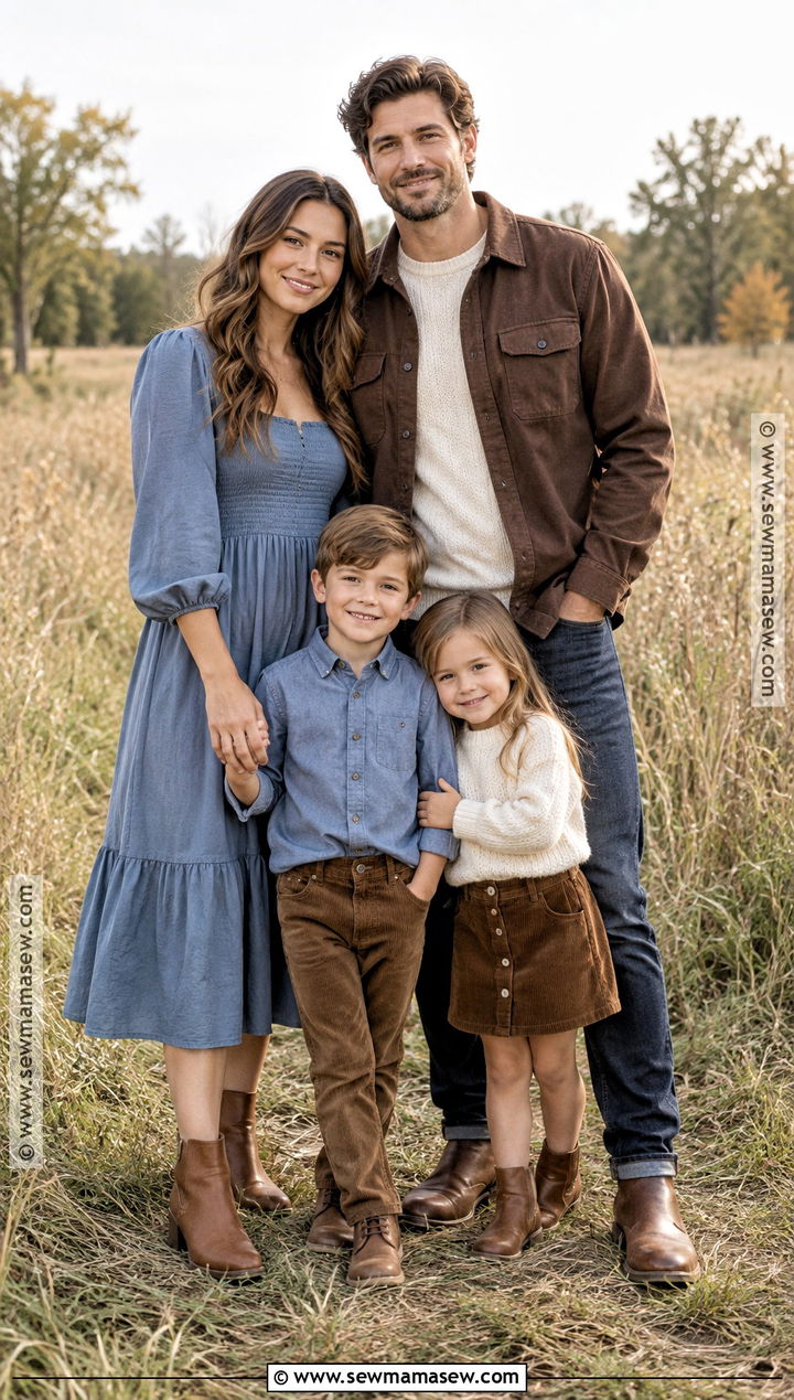 Chocolate Brown And Blue September Family Photo Outfits - 20 september family photos outfits