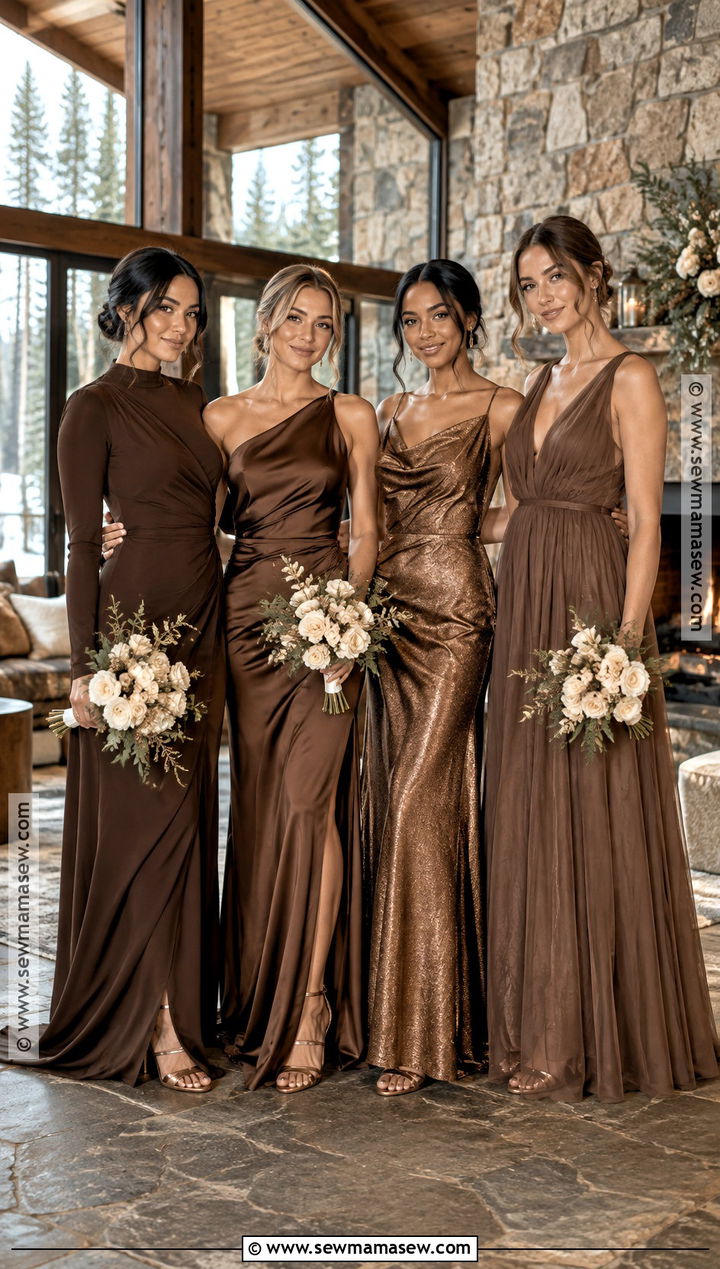 Chocolate Brown And Bronze Bridesmaid Dresses - 15 Fall Mix Matched Bridesmaid Dresses