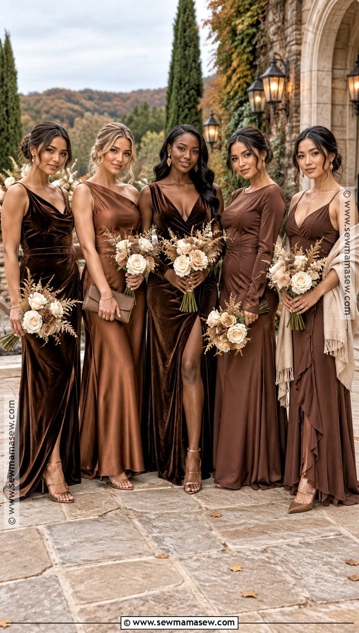 Chocolate Brown And Cinnamon Mismatched Bridesmaid Dresses - 20 mismatch bridesmaid dresses fall