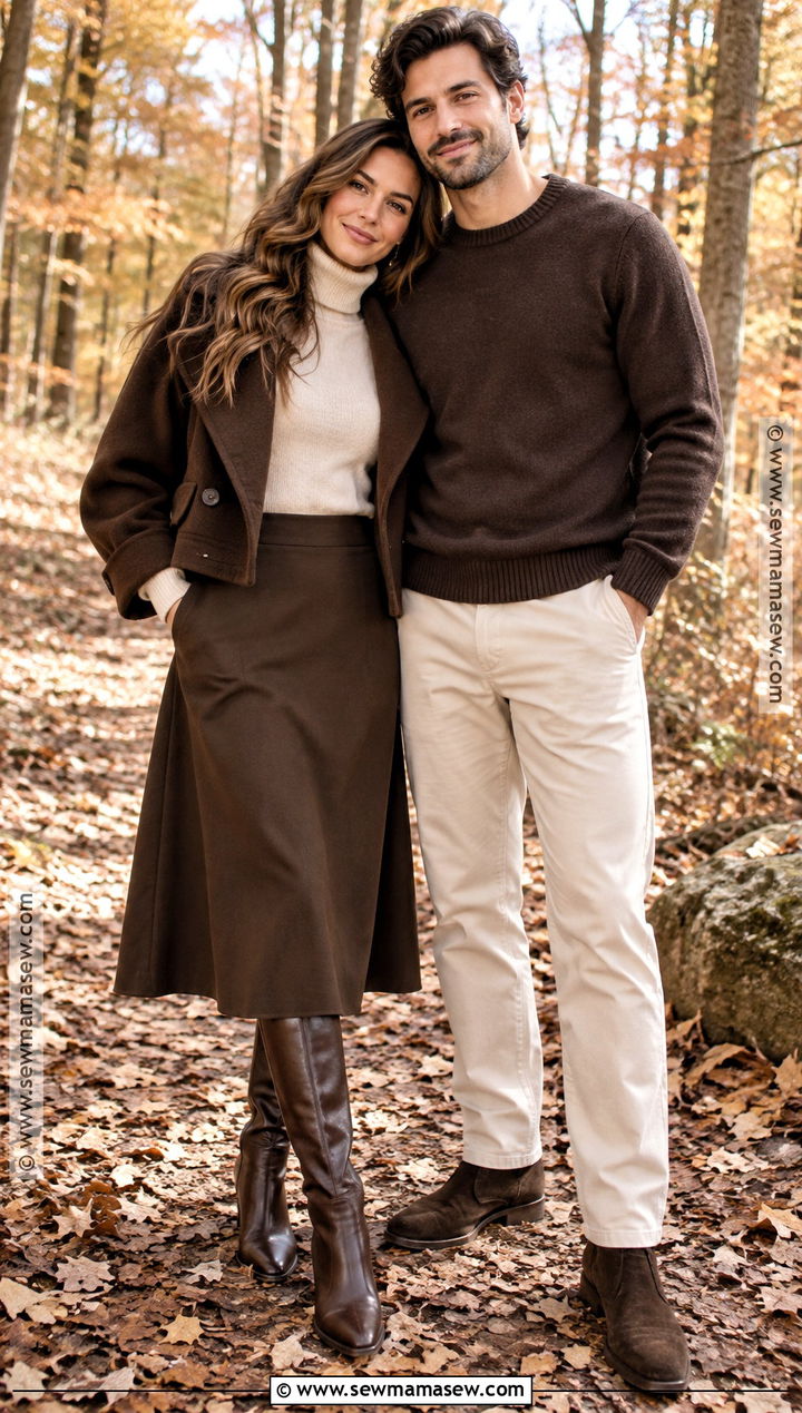Chocolate Brown And Cream Fall Couple Photo Outfit - 20 fall couple photos outfits
