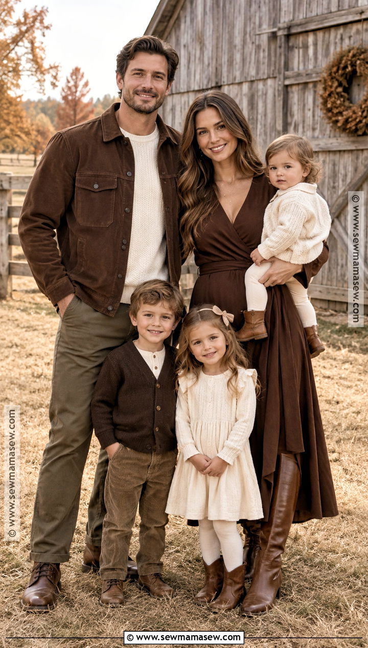 Chocolate Brown And Cream Fall Family Photo Outfits - 20 outdoor family photo outfits fall