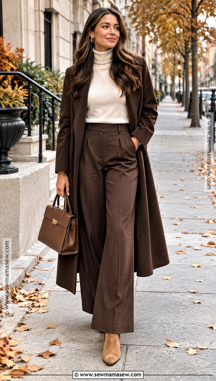 Chocolate Brown And Cream Fall Outfit - 15 Fall Outfits Color Schemes