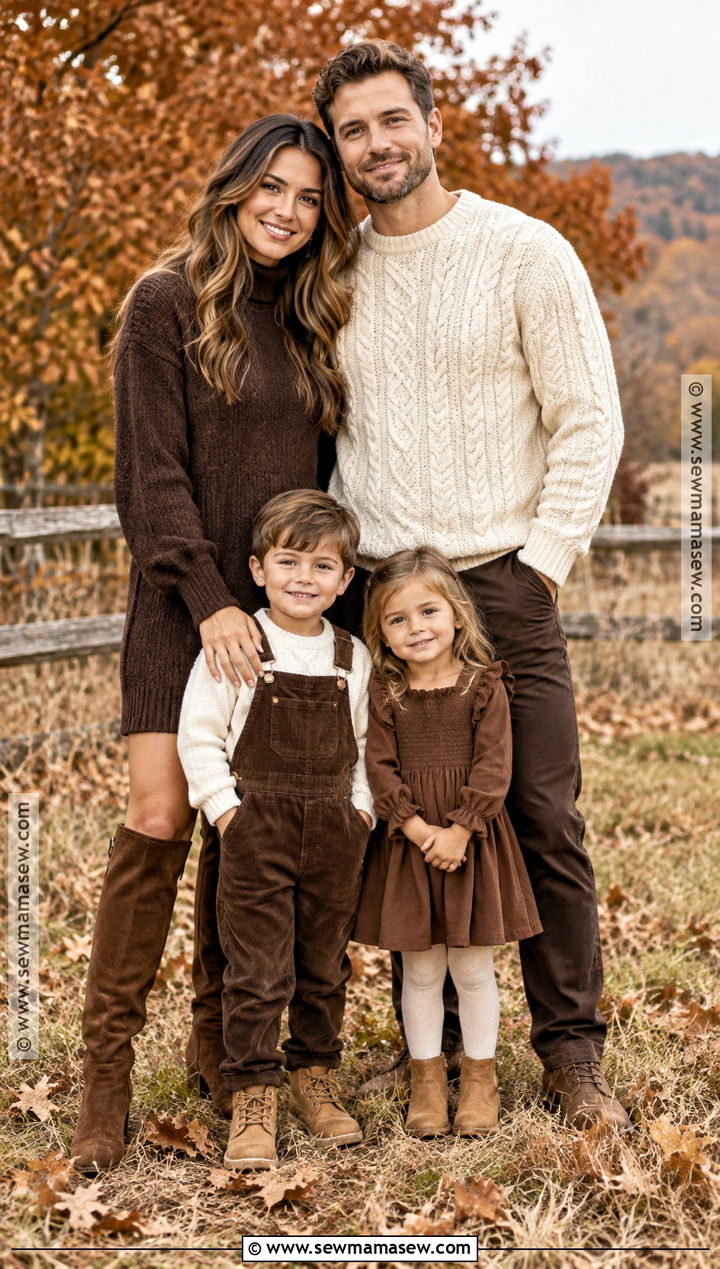 Chocolate Brown And Cream Family Fall Photo Outfit - 15 family fall pics outfits