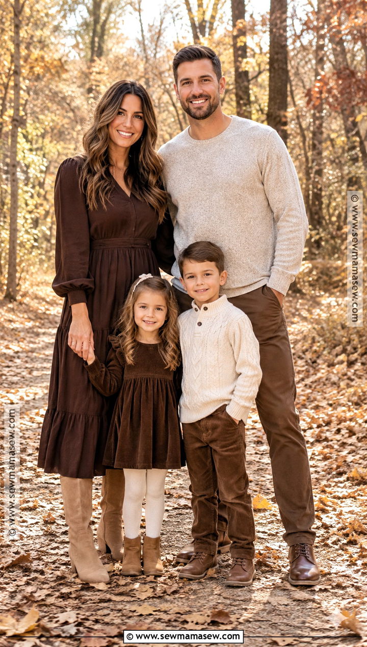 Chocolate Brown And Cream Family Outfits - 15 fall family photos brown outfits