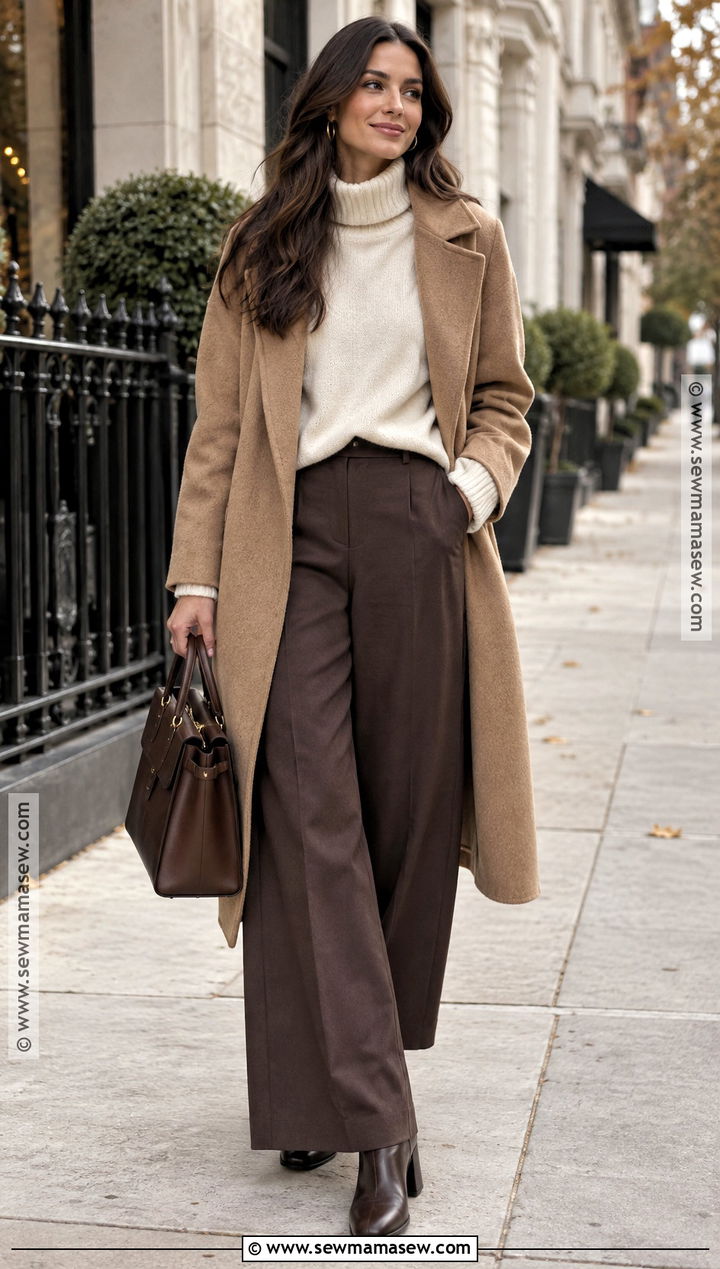 Chocolate Brown And Cream Sweater Outfit - 15 Autumn Fashion Color Inspiration Ideas