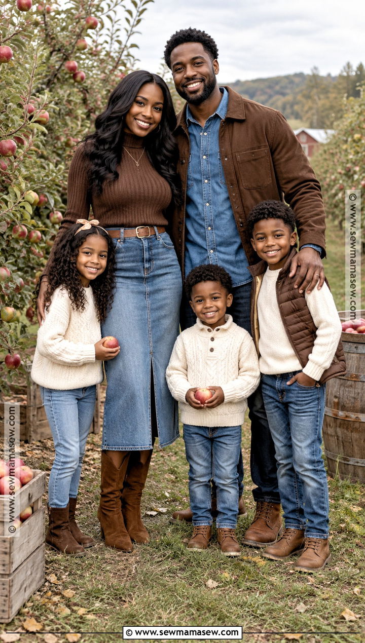 Chocolate Brown And Denim Fall Family Outfits - 15 fall photoshoot outfits family black