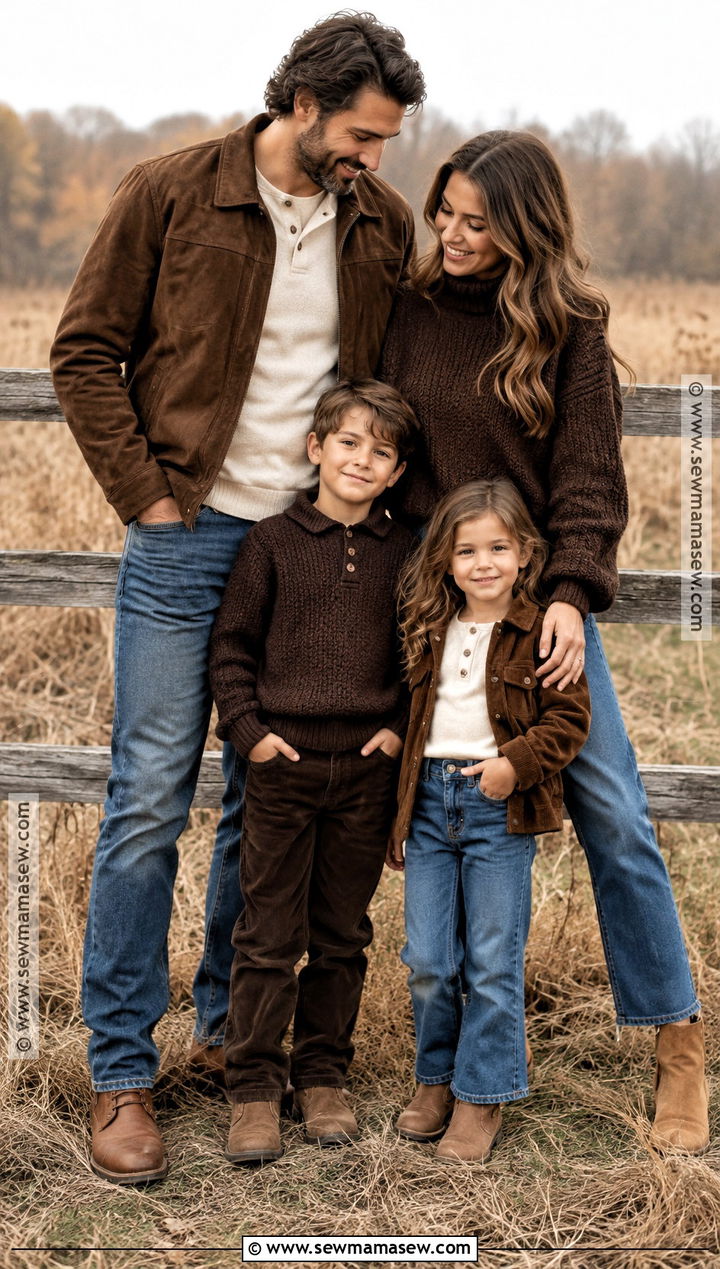 Chocolate Brown And Denim Family Photos - 20 denim fall family photos ideas