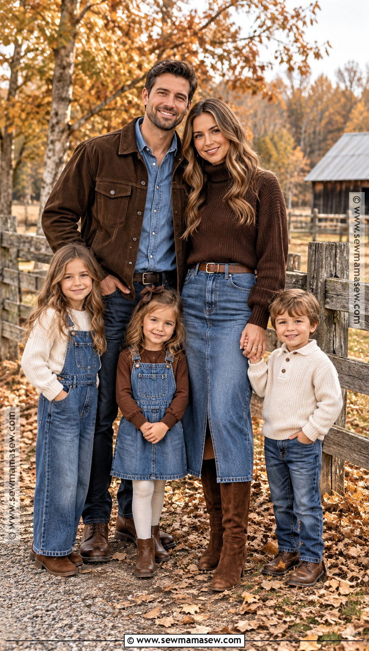 Chocolate Brown And Denim Outfits For Fall Family Pictures - 15 outfit ideas for family pictures fall