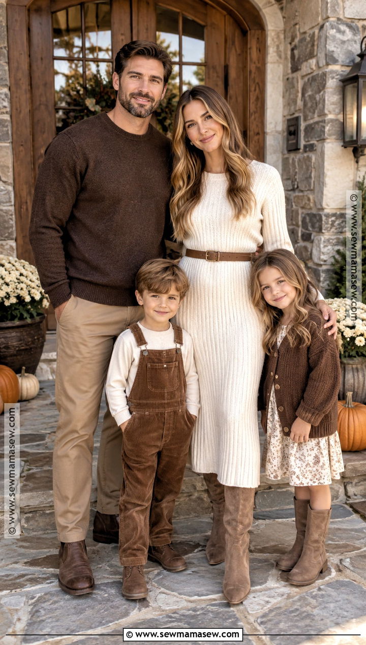 Chocolate Brown And Ivory Fall Family Photo Outfit - 20 fall outfit photoshoot family pics ideas