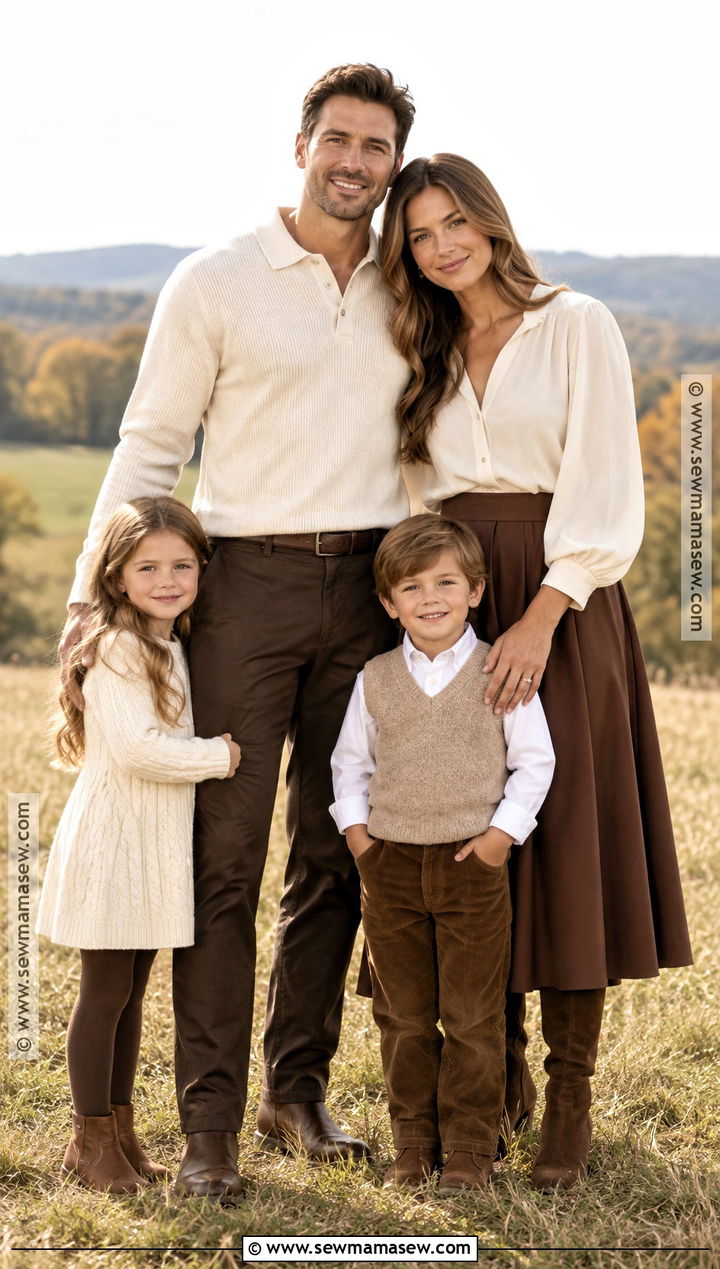Chocolate Brown And Ivory Fall Family Photo Outfits - 15 Family Photoshoot Outfit Ideas Fall