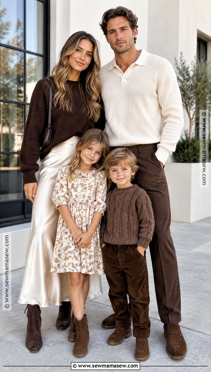Chocolate Brown And Ivory Fall Family Photo Outfits - 15 family pics fall outfits