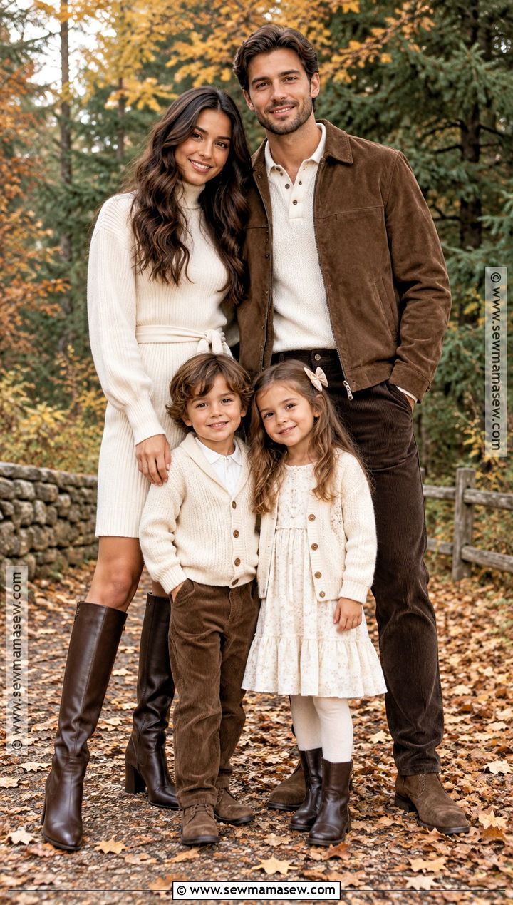 Chocolate Brown And Ivory Fall Family Photo Outfits - 15 fall photography family outfits