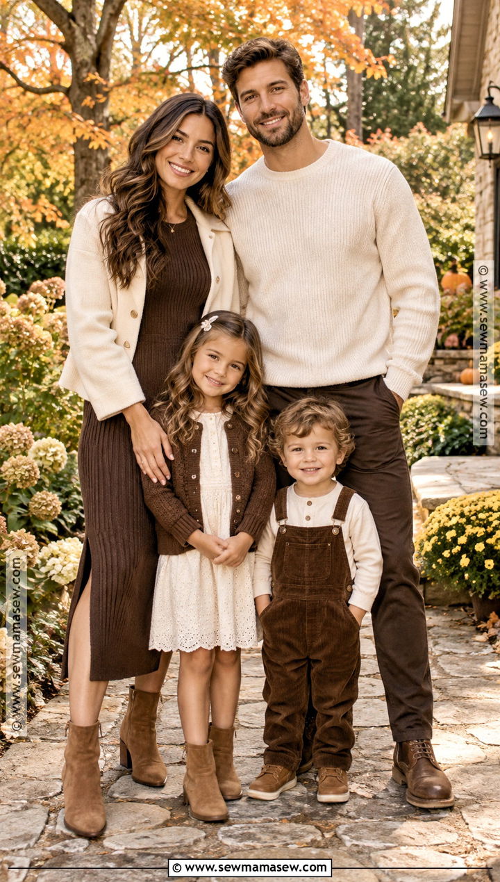 Chocolate Brown And Ivory Fall Family Picture Outfits - 15 Fall Clothing Ideas For Family Pictures