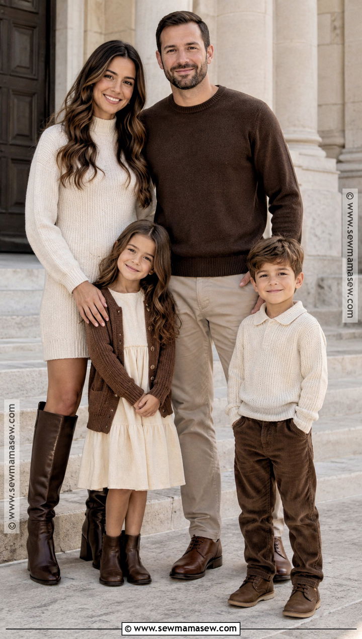 Chocolate Brown And Ivory Fall Family Portrait Outfit - 20 fall portrait outfits for family
