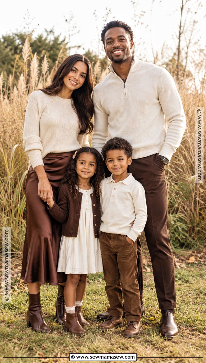 Chocolate Brown And Ivory Fall Family Portrait Outfits - 15 family portraits outfits fall