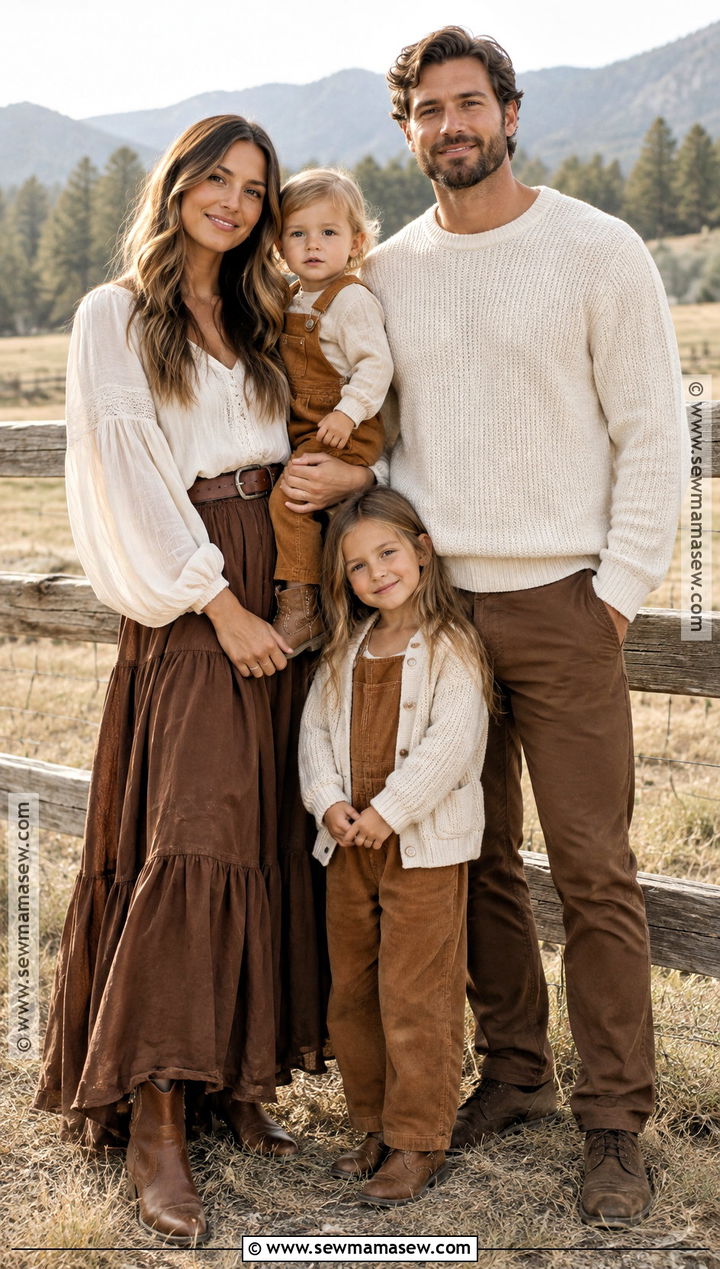 Chocolate Brown And Ivory Family Outfit - 15 boho fall family photos outfits