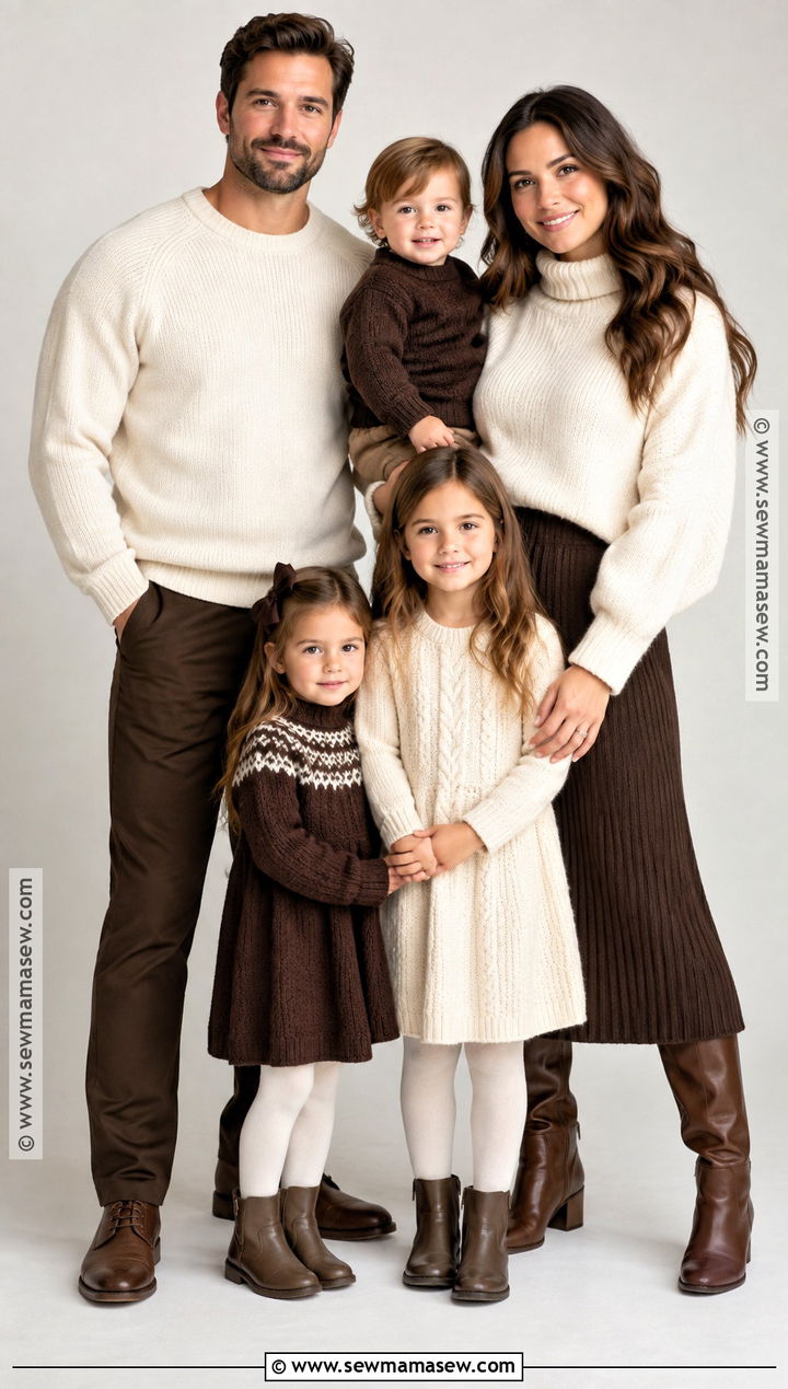 Chocolate Brown And Ivory Family Photo Outfits - 20 fall winter family photo outfits