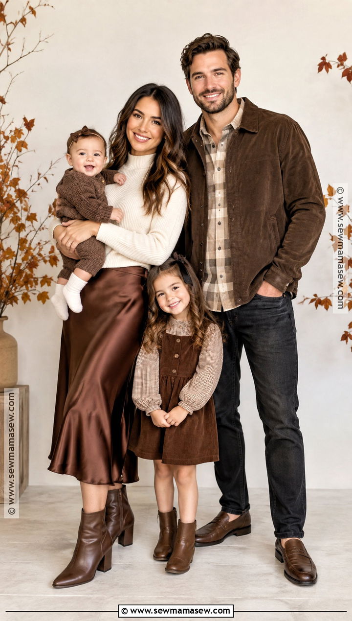 Chocolate Brown And Ivory Family Photoshoot Outfit - 25 autumn family photoshoot outfits