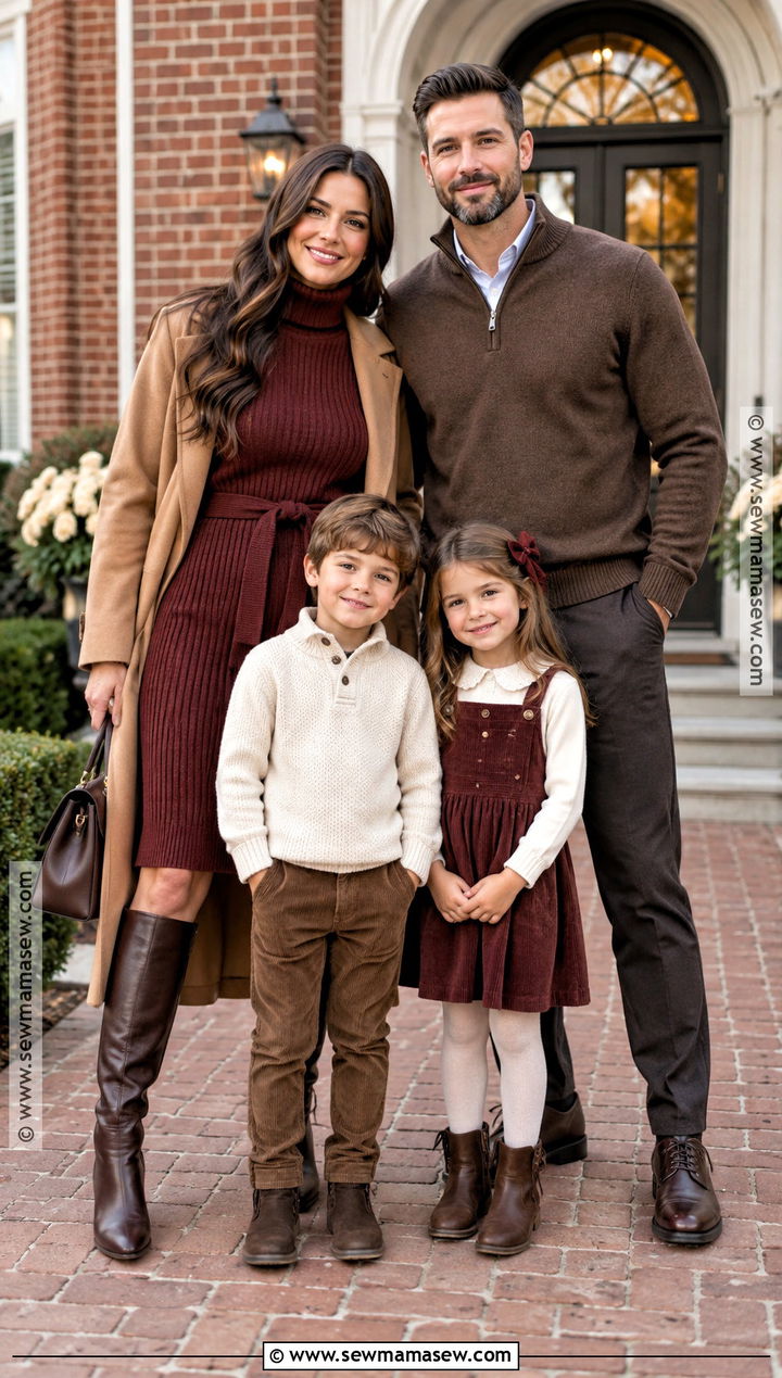 Chocolate Brown And Maroon Family Outfit - 15 fall matching outfits for family