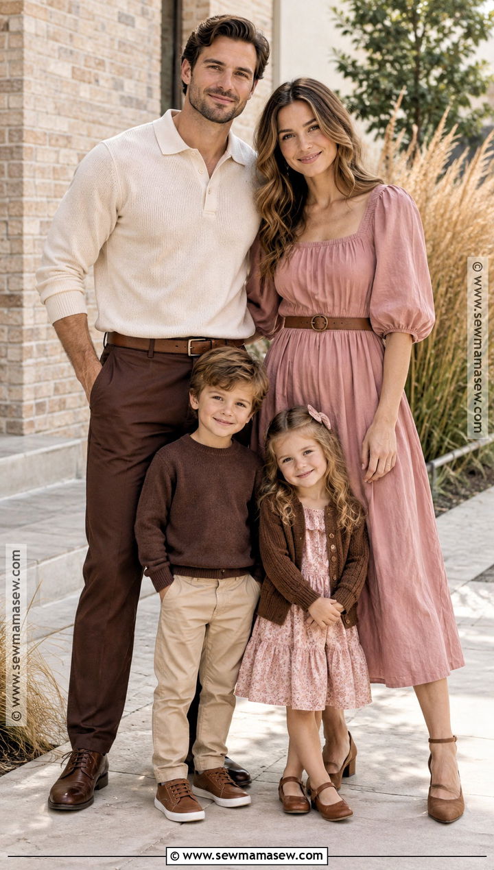 Chocolate Brown And Muted Pink September Family Photo Outfits - 20 family photo outfits september