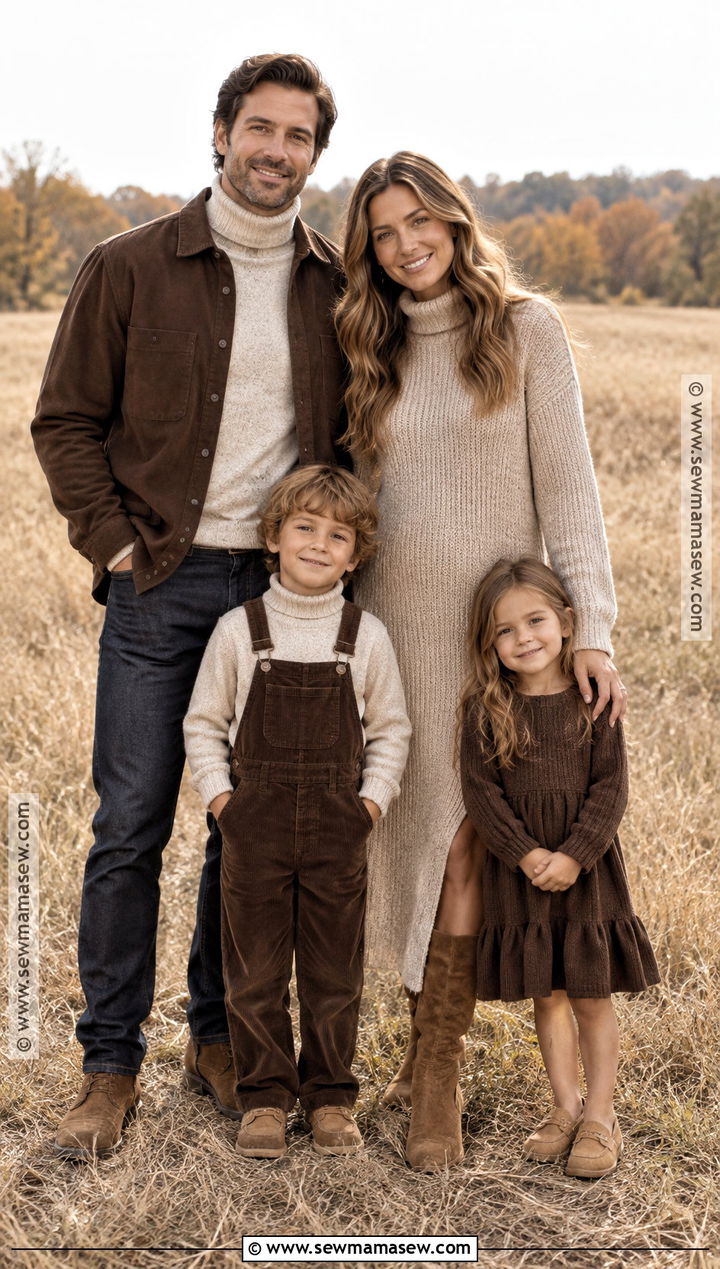Chocolate Brown And Oatmeal Family Outfit - 15 casual fall picture outfits for family