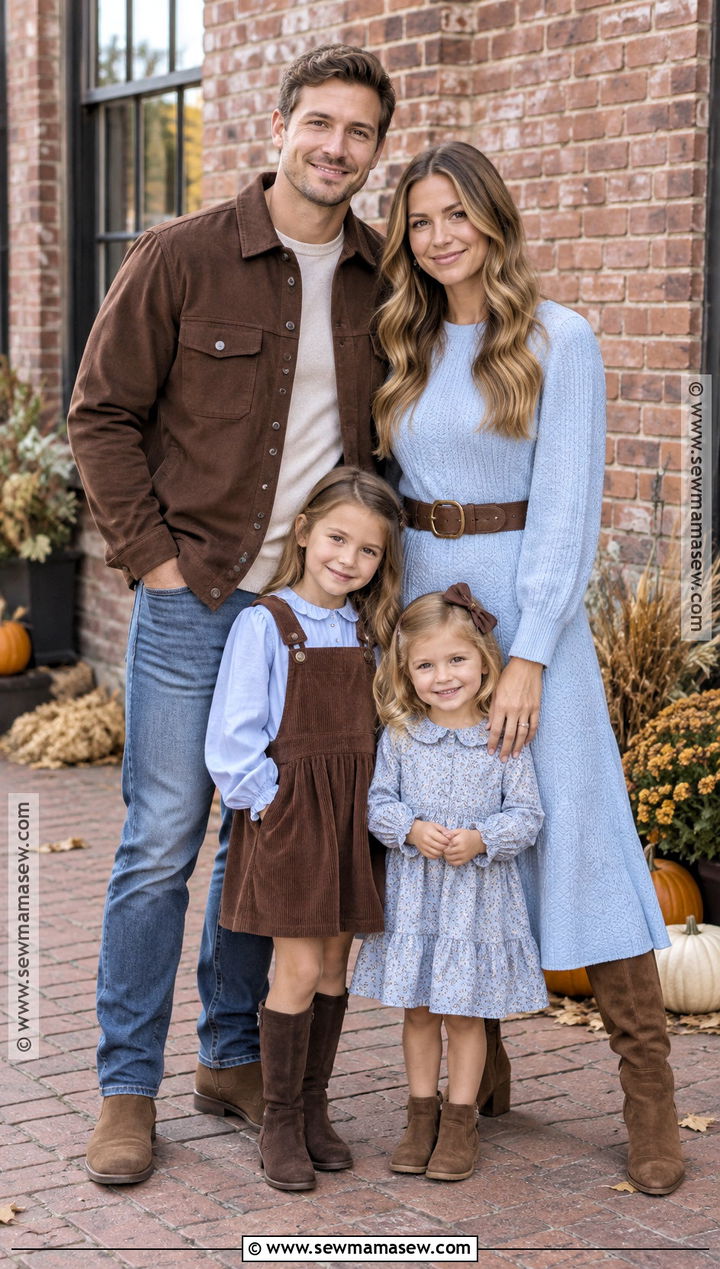 Chocolate Brown And Soft Blue Family Fall Picture Outfit - 25 family fall pictures outfits