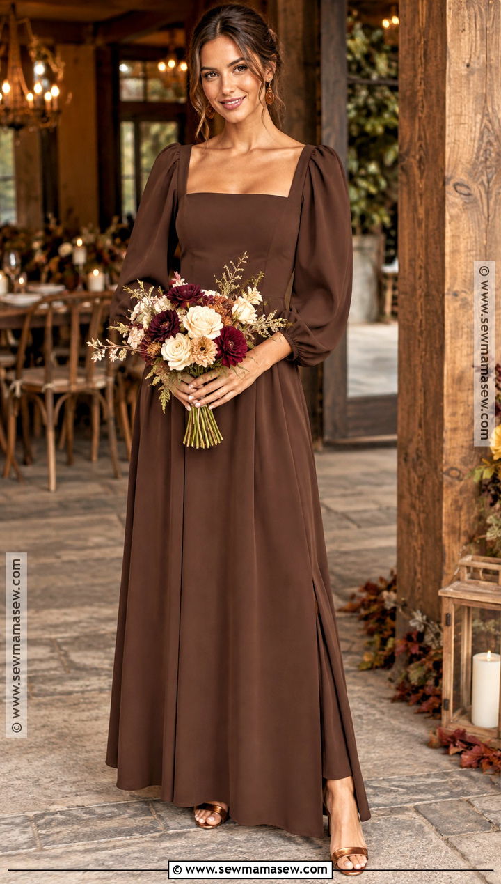 Chocolate Brown Boho Bridesmaid Dress - 15 Fall Boho Bridesmaid Dress Ideas