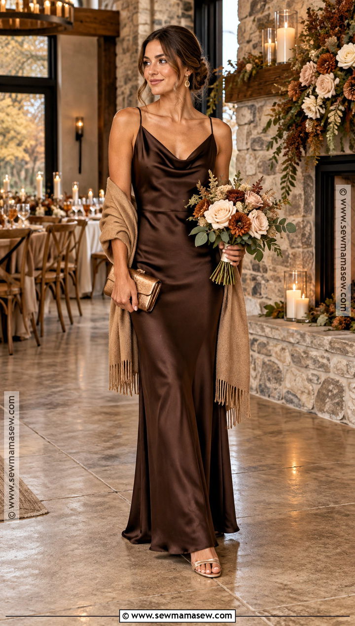 Chocolate Brown Bridesmaid Dress With Champagne Heels - 25 october bridesmaid dresses
