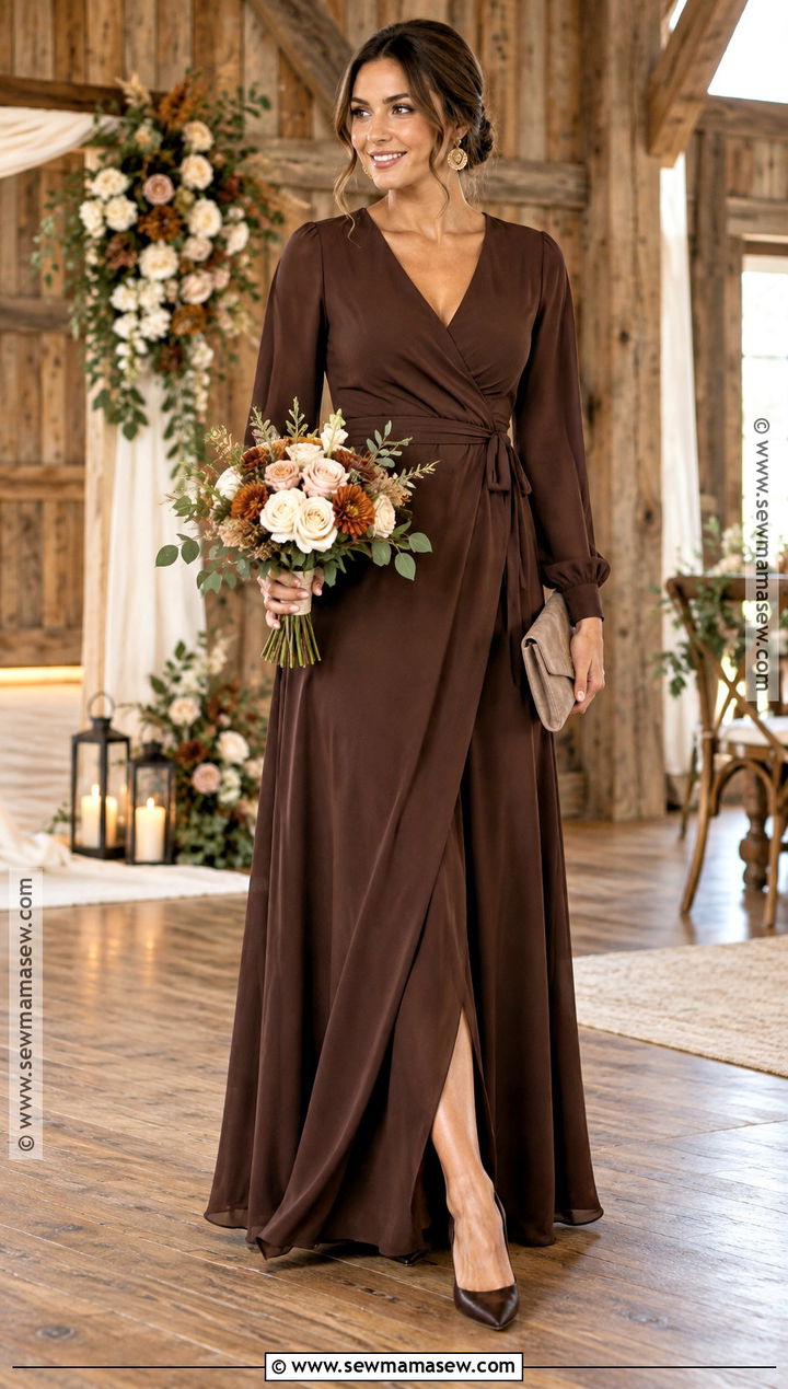 Chocolate Brown Crepe Bridesmaid Dress - 20 fall color bridesmaid dresses