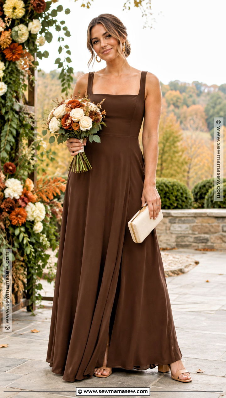 Chocolate Brown Crepe Bridesmaid Dress - 15 Bridesmaids Dresses Fall Colors