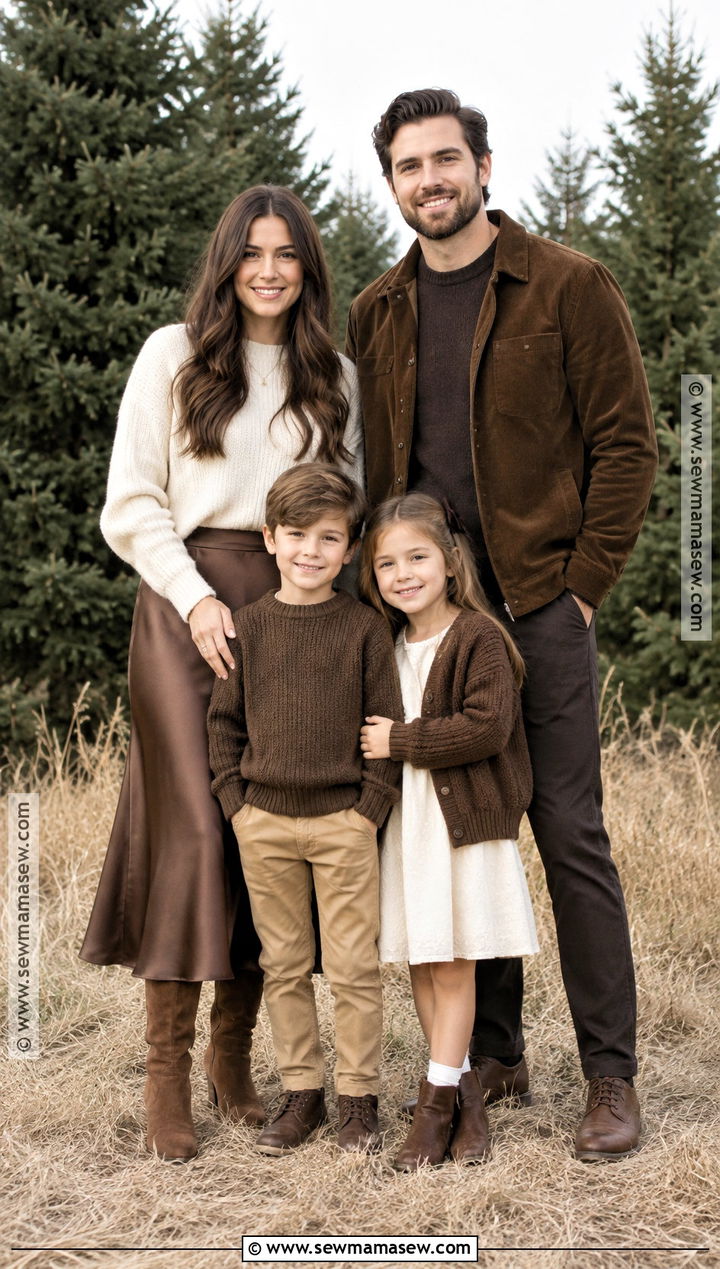 Chocolate Brown Fall Family Photo Outfits - 15 family photo outfit inspo fall ideas